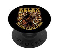 Divertido Bajista Retro de los años 70 Silueta músico Arte PopSockets PopGrip Adhesivo