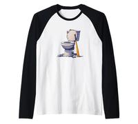 Divertido baño de béisbol para Amantes del Inodoro y los murciélagos Deportivos Camiseta Manga Raglan