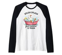 Divertido baño de Ganso Splish Splash Cuida tu Negocio Lindo Camiseta Manga Raglan