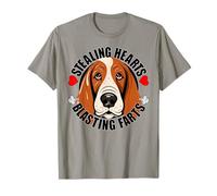 Divertido Basset Hound Robando Corazones Volando Pedos Lindo Perro Camiseta