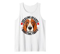 Divertido Basset Hound Robando Corazones Volando Pedos Lindo Perro Camiseta sin Mangas