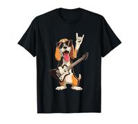 Divertido Beagle Dog Lover Rock Music Guitarrista Diseño Camiseta