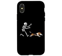 Divertido Beagle Running Skeleton Halloween Carcasa para iPhone X/XS