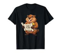 Divertido Beaver Ingeniero Presa Planos Humor Blueprint Camiseta