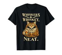 Divertido Beber Gato Bigotes Whisky Neat Bourbon Drinker Camiseta