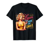 Divertido Beber Licor para Amantes del Alcohol Donde a Ella le Gusta Camiseta