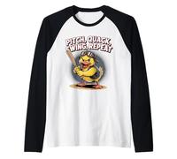 Divertido béisbol pato pito quack swing repetición Camiseta Manga Raglan