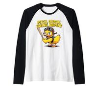 Divertido béisbol pato pito quack swing repetición Camiseta Manga Raglan