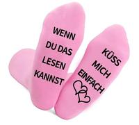 Divertido beso alemán letra media pantorrilla calcetines de algodón para parejas de moda sin deslizamientos letras de goma novedad calcetines regalo de boda novedad carta divertida regalo, b, Talla