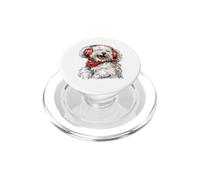 Divertido Bichon Frise con Auriculares ranurados al Ritmo de la música PopSockets PopGrip para MagSafe