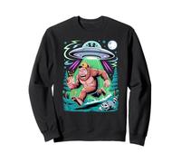 Divertido Bigfoot y Alien Escape Sasquatch Dibujos Animados Sudadera