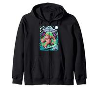 Divertido Bigfoot y Alien Escape Sasquatch Dibujos Animados Sudadera con Capucha
