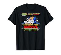 Divertido BJJ Cinturón Blanco Modo Sobrevive Retro Videojuego Jiu-Jitsu Camiseta