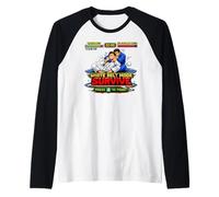 Divertido BJJ Cinturón Blanco Modo Sobrevive Retro Videojuego Jiu-Jitsu Camiseta Manga Raglan
