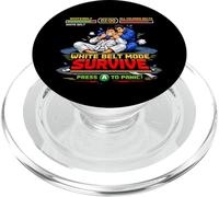 Divertido BJJ Cinturón Blanco Modo Sobrevive Retro Videojuego Jiu-Jitsu PopSockets PopGrip para MagSafe