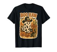 Divertido Boo Haw Cowboy Ghost Halloween Western Spooky Cat Fun Camiseta