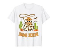 Divertido Boo Haw Ghost Western Cowboy Halloween Cowgirl Groovy Camiseta
