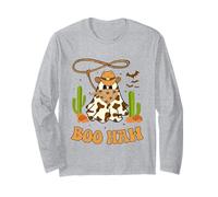 Divertido Boo Haw Ghost Western Cowboy Halloween Cowgirl Groovy Manga Larga