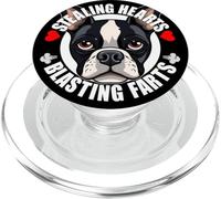 Divertido Boston Terrier Robando Corazones Volando Pedos Lindo Perro PopSockets PopGrip para MagSafe