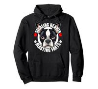Divertido Boston Terrier Robando Corazones Volando Pedos Lindo Perro Sudadera con Capucha