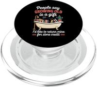 Divertido Broma de envejecimiento Creciente Viejo Retorno Gato Tina Broma Mujeres Hombres PopSockets PopGrip para MagSafe