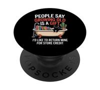 Divertido Broma de envejecimiento Creciente Viejo Retorno Gato Tina Broma Mujeres Hombres PopSockets PopGrip Adhesivo