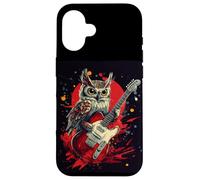 Divertido búho balanceándose con un disfraz de guitarra eléctrica Carcasa para iPhone 16