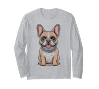 Divertido Bulldog Francés Arte Lindo Retrato Frenchie para Amor de Perros Manga Larga
