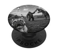 Divertido Bulldog Francés Selfie con Bigfoot Y T Rex PopSockets PopGrip Adhesivo