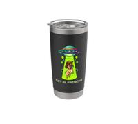 Divertido Bulldog Francés Vaquero OVNI Extraterrestre Secuestro Vaso térmico de acero inoxidable de doble pared