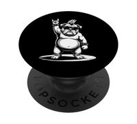Divertido Bulldog Loving Rock and Roll Heavy Metal Música Rock PopSockets PopGrip Adhesivo