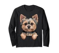 Divertido Cachorro de Bolsillo Yorkie Yorkshire Terrier Que se asoma Manga Larga