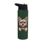 Divertido cachorro de bolsillo Yorkie Yorkshire Terrier que se asoma Stainless Steel Insulated Water Bottle