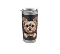 Divertido cachorro de bolsillo Yorkie Yorkshire Terrier que se asoma Vaso térmico de acero inoxidable de doble pared