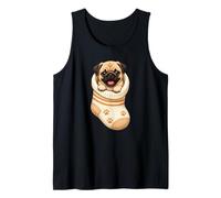 Divertido Cachorro de Carlino en un Acogedor calcetín, mamá, papá, Amante de los Perros Camiseta sin Mangas