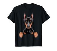 Divertido Cachorro de Doberman Pinscher con Bolsillo Que se asoma Camiseta