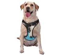 Divertido Cachorro de Perro Border Collie con Fondo Azul,Arnés para Mascotas, arnés Reflectante Ajustable para Perros,S