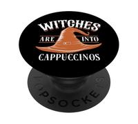 Divertido café de Bruja Halloween Espeluznante Amante del café Baristas PopSockets PopGrip Adhesivo