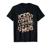 Divertido café Helado Un Abrazo en una Taza Camiseta gráfica económica, Hombre, Negro, XL
