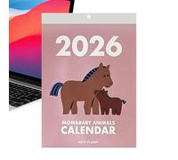 Divertido calendario 2026, bonito poni para decoración del hogar con cuerda, planificador diario, para lectura de hábitos, salud, estudio, escuela, limpieza, ejercicio, vacaciones, fiesta, cumpleaños