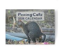 Divertido calendario 2026 con diseño de caca de gato, vista mensual A3 cuando está abierto, planificador colgante del Reino Unido con fotos de gatos traviesos, regalo humorístico para familiares o