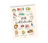 Divertido calendario de pared de actividades 2026, planificador mensual, encuadernación de doble bobina mensual para decoración del hogar y programación de pared