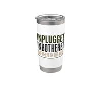 Divertido Camping Unplugged Unbothered En algún lugar del bosque Vaso térmico de acero inoxidable de doble pared