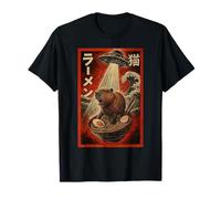 Divertido Capibara Ramen Alien OVNI Secuestro Arte Japonés Anime Camiseta