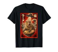 Divertido Capibara Ramen Alien OVNI Secuestro Arte Japonés Anime Camiseta