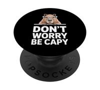 Divertido Capybara Diciendo Don't Worry Be Capy Cute PopSockets PopGrip Adhesivo