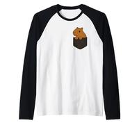 Divertido Capybara Pocket Pal Cute Chill Animal Capybara Vibes Camiseta Manga Raglan