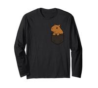 Divertido Capybara Pocket Pal Cute Chill Animal Capybara Vibes Manga Larga