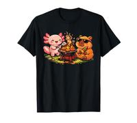 Divertido carpincho y Axolotl para Acampar, Barbacoa, Bonito Ambiente Veraniego, Comida Camiseta