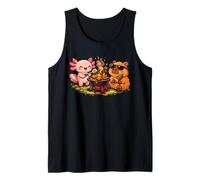 Divertido carpincho y Axolotl para Acampar, Barbacoa, Bonito Ambiente Veraniego, Comida Camiseta sin Mangas